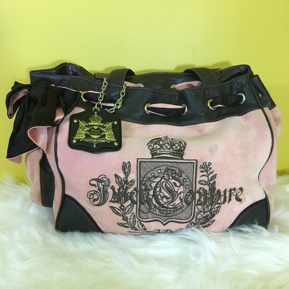 Juicy Couture Handbags - Juicy Couture Pink + Brown Velour X-Large Bag